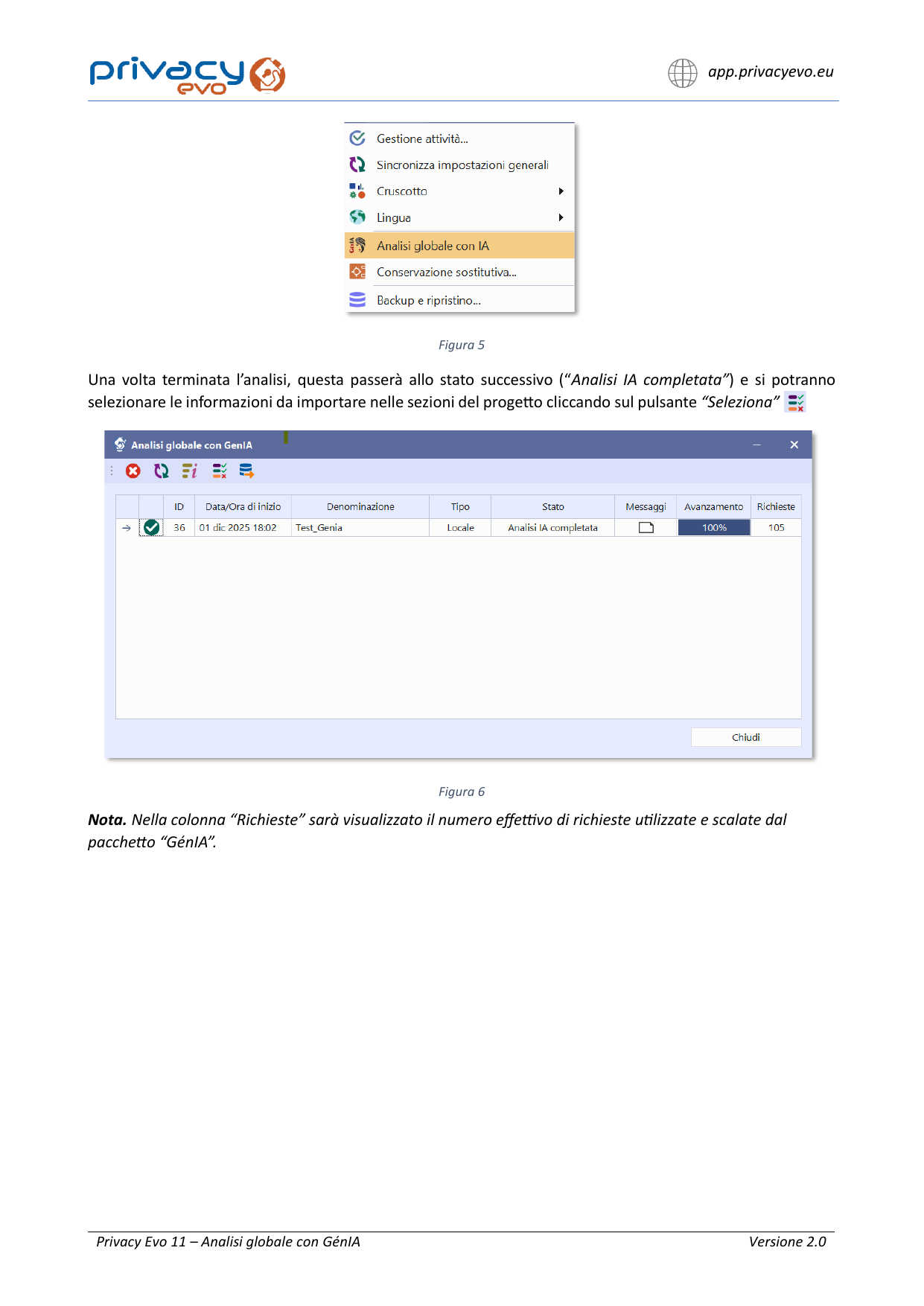 Schermate - Stato richieste analisi