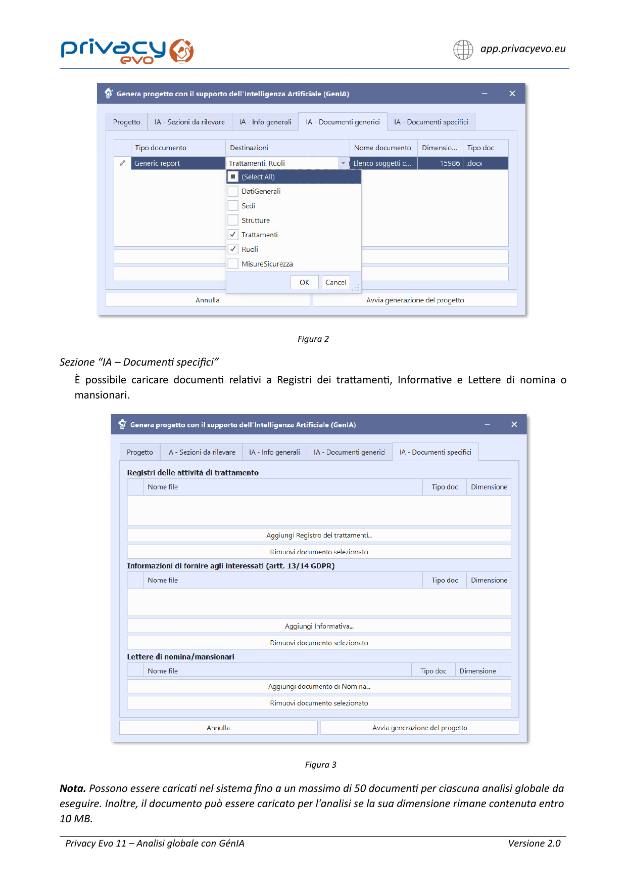 Screenshots - Generic and specific documents