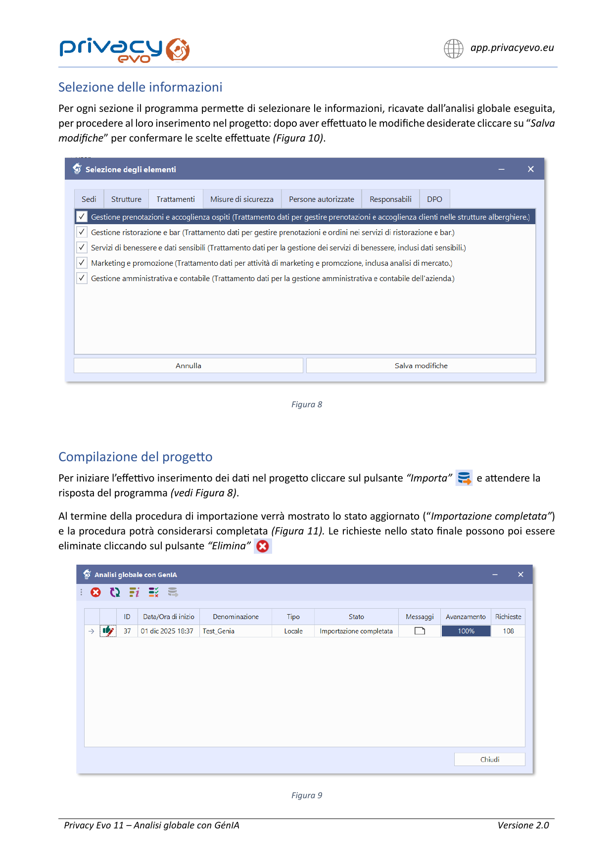 Schermate - Selezione e importazione